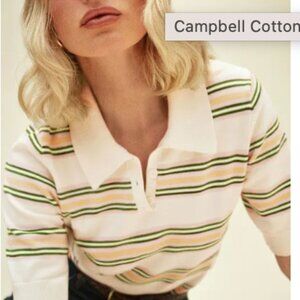 Reformation Campbell Cotton Polo Sweater Ivory - Size M